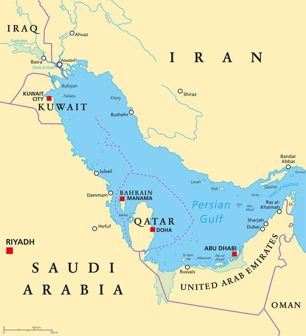 Persian Gulf region political map